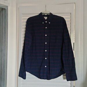 J Crew tailored slim fit Navy and Red mens shirt